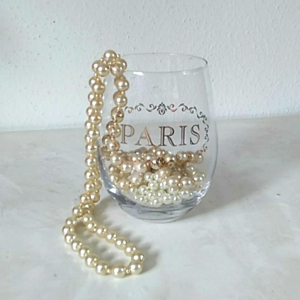gold scrolled Paris wine stemless drinking glass